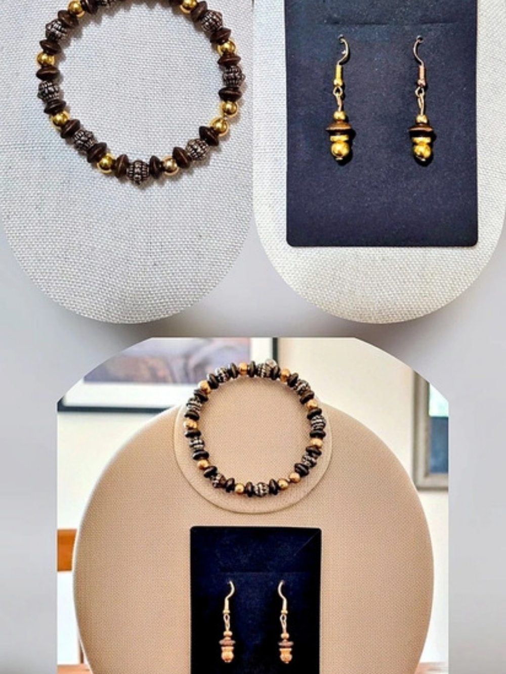 New Brown & Gold Beaded Jewelry Set